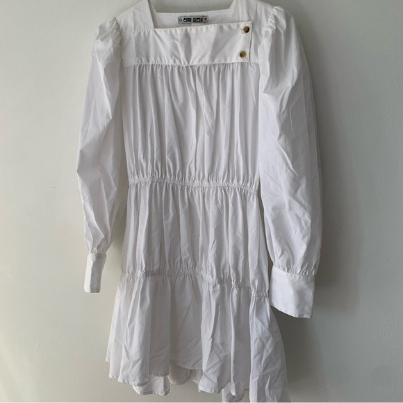 Ciao Lucia Alessandra Cotton Poplin Long Sleeve A Line Mini Dress White - Picture 6 of 11